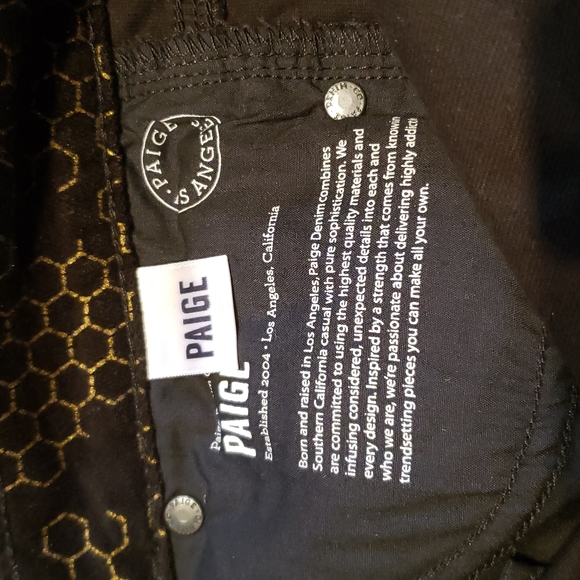 Paige USA NEW Velvet Verdugo Honeycomb Ultra Skinny Jeans Black Gold Womens 🎉HP - Picture 10 of 15